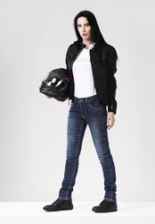 4Riders - 4Riders Texas Korumalı Kadın Motosiklet Kot Pantolonu Mavi (Thumbnail - )