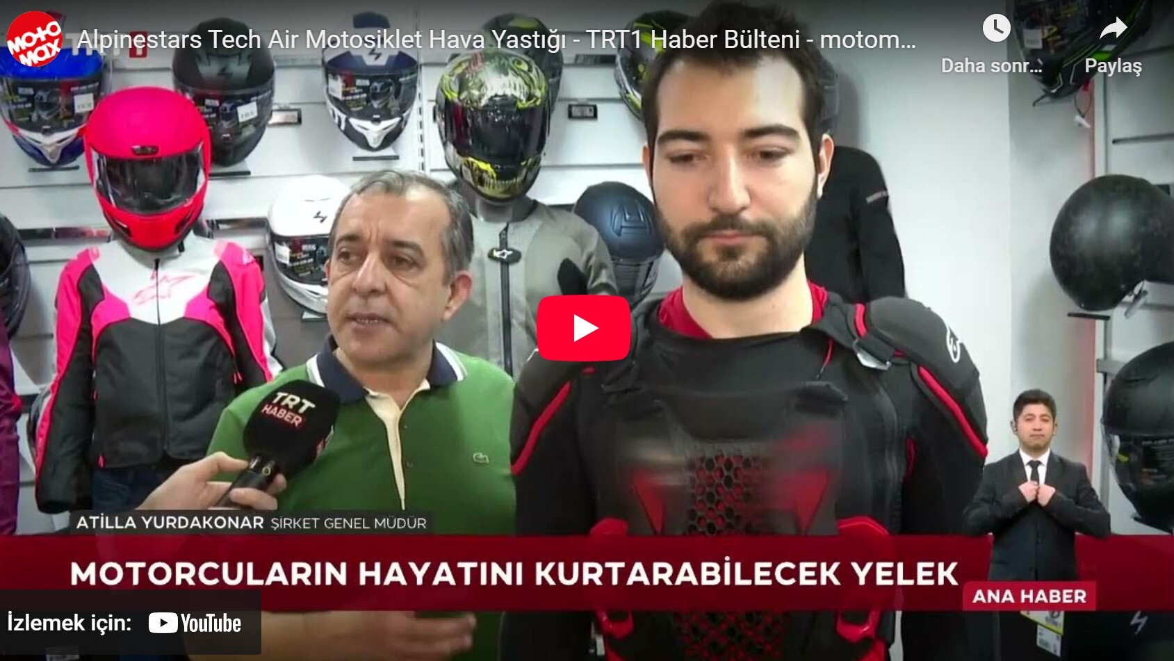 TRT1 Haber Bülteni - Alpinestars Tech Air Motosiklet Hava Yastığı