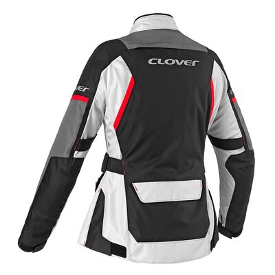 Clover Scout-4 WP Korumalı Kadın Motosiklet Montu Gri / Kırmızı / Siyah
