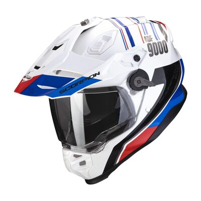Scorpion ADF-9000 Air Desert Kapalı Motosiklet Kaskı Beyaz / Mavi / Kırmızı