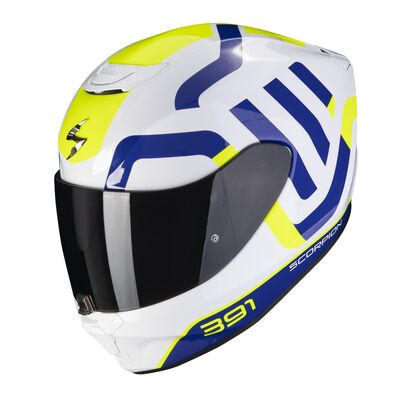 Scorpion EXO 391 Arok Kapalı Motosiklet Kaskı Beyaz / Mavi / Sarı