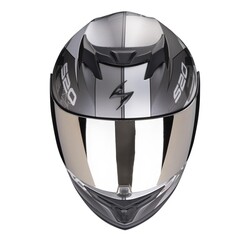 Scorpion Exo 520 Evo Air Cover Kapalı Motosiklet Kaskı Mat Gümüş / Kırmızı - Thumbnail