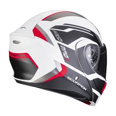 Scorpion EXO-930 Evo Sikon Çene Açılabilir Motosiklet Kaskı Beyaz / Siyah / Kırmızı