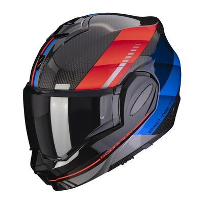 Scorpion Exo-Tech Evo Carbon Genus Çene Açılabilir Motosiklet Kaskı Siyah / Mavi / Kırmızı