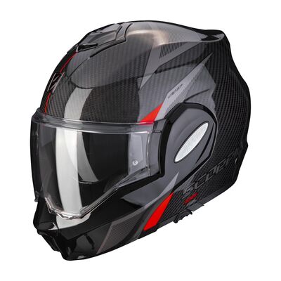 Scorpion Exo-Tech Evo Carbon Top Çene Açılabilir Motosiklet Kaskı Siyah / Kırmızı